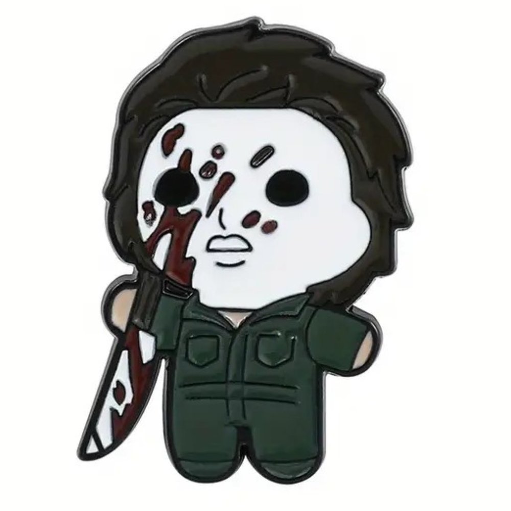 Halloween Michael Myers Pin Horror Scary Enamel Cartoon Metal Movie Charm Fun